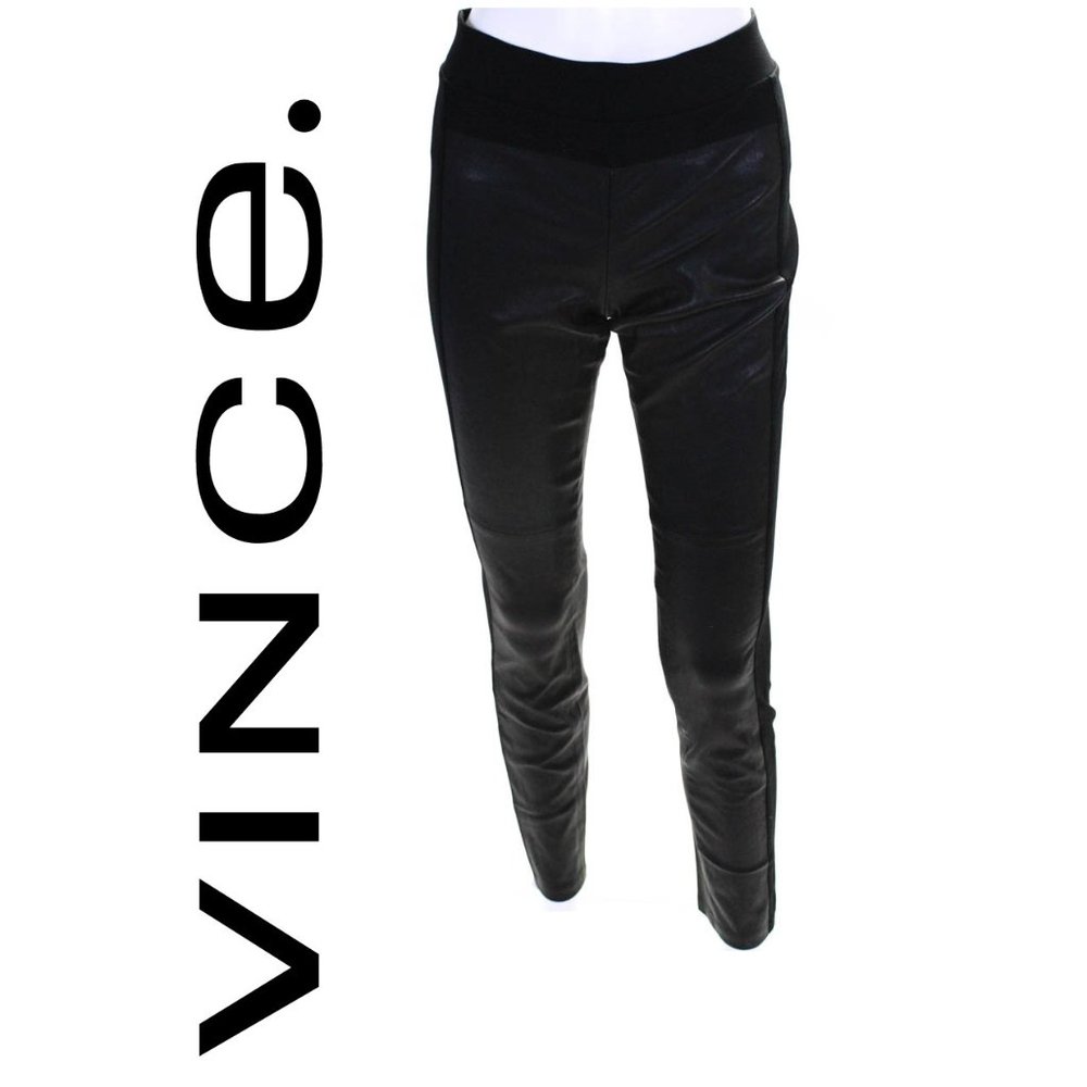 VINCE. Black Lambskin LEATHER TREGGING Pocket Pants!